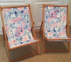 LILLY PULITZER Fabric Lot 2 Sea To Shining Sea 37”L x 19”W Canvas Panels 🩷💙