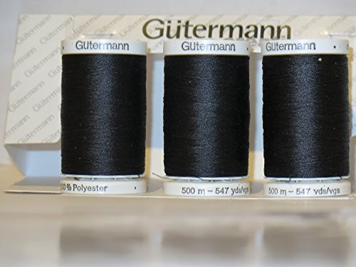 Sew-All, All PurposeThread 547 Yards-Black GUTERMANN Thread 3 3 Pack, Black