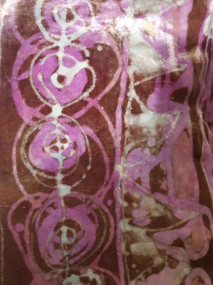 2.5 Yds Vintage Estate Batik Velvet Fabric 100 X 42 Magenta Blue Lavender Purple