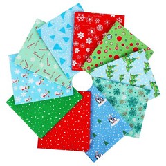 10 pcs 18×21 inch 100% Cotton Quilting Fabric Bundle Fat Quarters Christmas