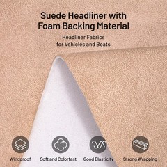 Hiksuky Suede Auto Headliner Fabric 96″ L × 60″ W with Foam Backing Beige In…