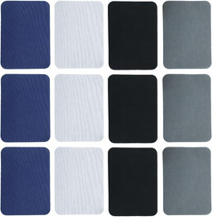 12Pcs Fabric Repair Patches, Black, Blue, Dark Grey, Light Gray | Iron