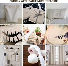 100% Cotton Muslin Fabric – 63″ x 2,5,10 Yards – Unbleached Material for Sewing