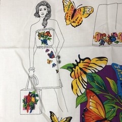 Fabric panel Tropical Island Appliques Cut Sew Birds Fish Butterflies Parrothead