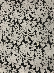 Liana OFF WHITE Embroidered Floral Sequins on Mesh Lace Fabric by the Yard – 10
