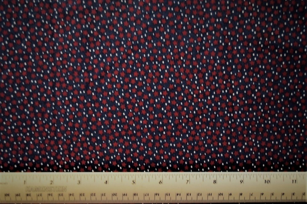 Dark Red Stars White Pin Dots on Navy Patriotic Remnant 17″ 100% cotton fabric