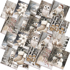 10 Pcs Christmas Neutral Quilting Fabric Bundles 20 X 20 Inch | Snowflake Snowma