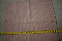 By 1/2 Yd, Tiny Pink & Mauve Heart Stripes on Tan & Mauve Lt-Weight Cotton,P1996