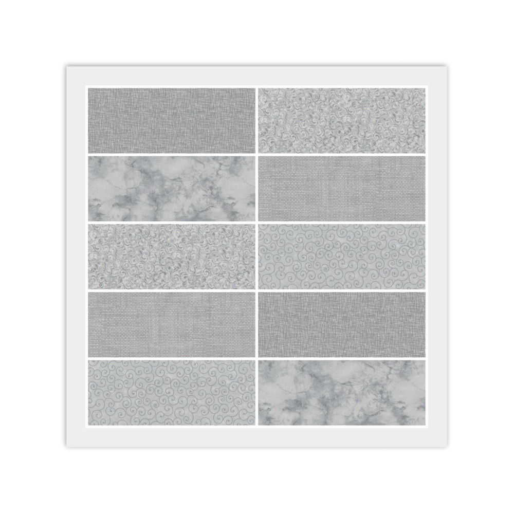 Gray CHARM PACK: 40) 5″ x 5″ Squares, 100% Cotton Fabric, 5 Prints 8 Each