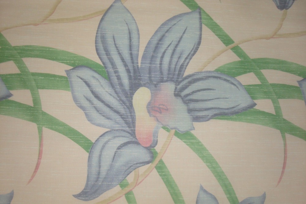 5 yds Stunning Designer Fabric Leilani Blush Orchids print Cotton Drapery 54″w