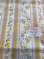 Vintage floral Yellow Striped Fabric 2-3 Yards