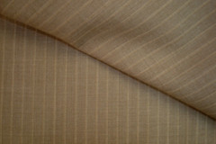 3.9 yds Crossville Wool Fabric Super 100s Suiting 9 oz Stripe Taupe Tan 141″ btp