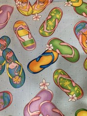 3 1/2 Yards Flamingo Road By Exclusively Quilters Flip Flops On light Blue Back