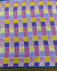 Richlin Fabrics ~100% Cotton Flannel ~ Patches Pink/Yellow ~ per half yard