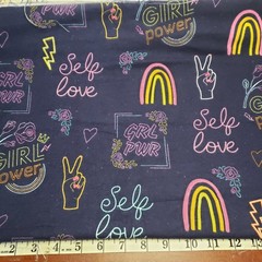 Joann Super Snuggle Cotton Flannel Fabric girl power Peace Sign Love Hearts