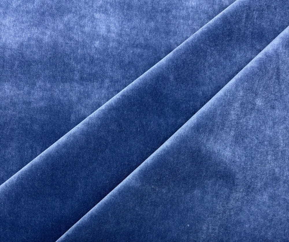 KRAVET PLUSH MOHAIR STEEL BLUE VELVET WOOL MULTIUSE FABRIC BY YARD 55″W
