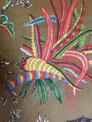 Fabric Lot 3 Yd 54 W Vintage Duralee “Toile Tropique” Chinoiserie Tropical 60s