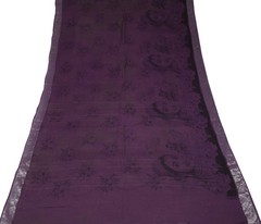 Sushila Vintage Wine Scrap Saree Pure Linen Printed & Woven Remnant Sari Fabric