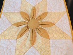 Handmade Golden Yellow Quilted Sunflower 14″ Wall Hanging / Pillow Cover -Amish