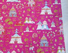 1 YD OOP~Cotton Haute Girls Toile Free Spirit Westminster Fibers Hot Pink+Multi
