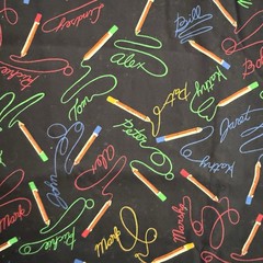 MARY ELLEN HOPKINS SSI Chalkboard Signatures Names Quilting Cotton Fabric 1y+34″