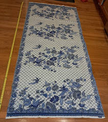 Vintage ADRM Dua Sekawan Floral Batik Sarong Blue Birds Flowers 40”x 90”