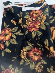 Vintage 90s Tandler Textiles Black Maroon Floral 10308 52 x 11 3 YARDS