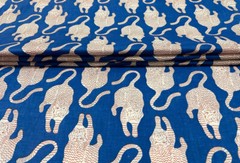 5 Yard Indian Blue Tiger Hand Block Print Cotton Fabric Dressmaking Sewing Art