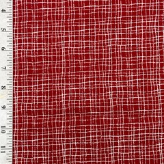Crimson Blues Avlyn Red White Grid pattern Cotton Fabric Yardage