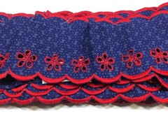 sangallo lace made in italy cm 7 piece 9.2 mt blue red scalloped