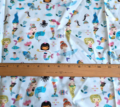 Hobby Lobby Cotton Fabric Mermaid Dolphin Unicorn on Light Blue 45″W x 1⅓ Yds
