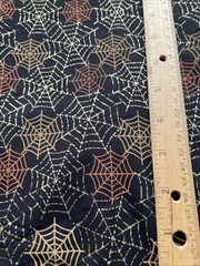 Heavy Mettallic Trim Halloween Spider Webs On Black Sew Quilt Craft Fabric 1 Yd