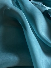 Mood Fabrics 100% Silk Organza Teal Blue 3+ Yards Couture Bridal Layering Fabric