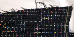Thick Woven Black Fabric Windowpane Grid Small Raised Colored Dots 2 Yards x56″