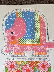 Vintage Cotton~Canvas Pillow Panel Train Zoo Animals Numbers Spring Mills 5692