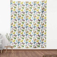 Ambesonne Butterfly Fabric By The Yard Colorful Watercolor Animals Numerous