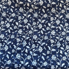 Makower UK 3787 China Dark Navy Blue Cotton Fabric White Floral 42 X 43 Inches