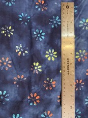 Batik Style Yellow Orange Simple Flowers on Blue TonalCotton Fabric 2.75Y