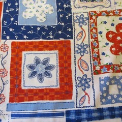 CONCORD Cotton FABRIC Americana Floral Blocks Cheater Quilt BTYx44