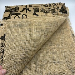 Sewing Theme Burlap Fabric Beige Black 1+ Yard x 48” Scissors Pins Mannequin