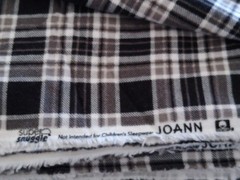 SUPER SNUGGLE FLANNEL FABRIC 100% cotton material Joann black tan plaid 7.5yds