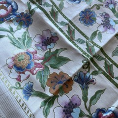 DRAPERY MCMLXXXVII Boussac Floral Flower Vine Gold Metallic Border Stripe 1.25 Y