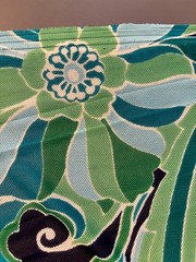 Sheer blue green white stretchy floral fabric by the yard deadstock from Mood