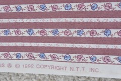 By 1/2 Yd, Vintage, Blue Pink Mauve & Cream Floral Striped/Fabric Traditions,V14