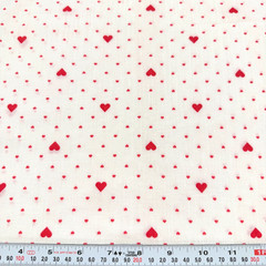 Vintage Hearts on White Lightweight Unbranded Cotton Blend Remnant 11″ x 46″