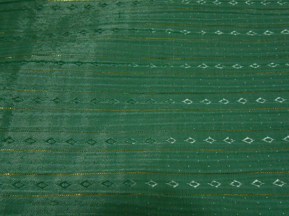 Green Sheer Shiny ~ Gold Fleck Stripe Fabric – 45″ x 2 yd. piece