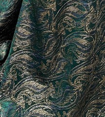 Green Gold Silver Paisley Metallic Brocade Fabric 60” Sold By The Yard