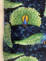 1 YD & 42” PEACOCK BLUE PURPLE GREEN FABRIC SPRINGS CREATIVE RARE M Palmer