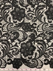 Maggie BLACK Guipure Venice Heavy Lace Fabric by the Yard – 10019