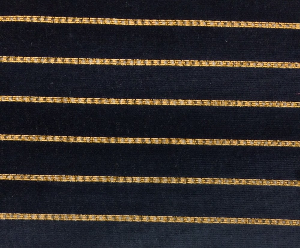 SILVER STATE LEXINGTON STRIPE EBONY BLACK GOLD VELVET FABRIC BY THE YARD 54″W